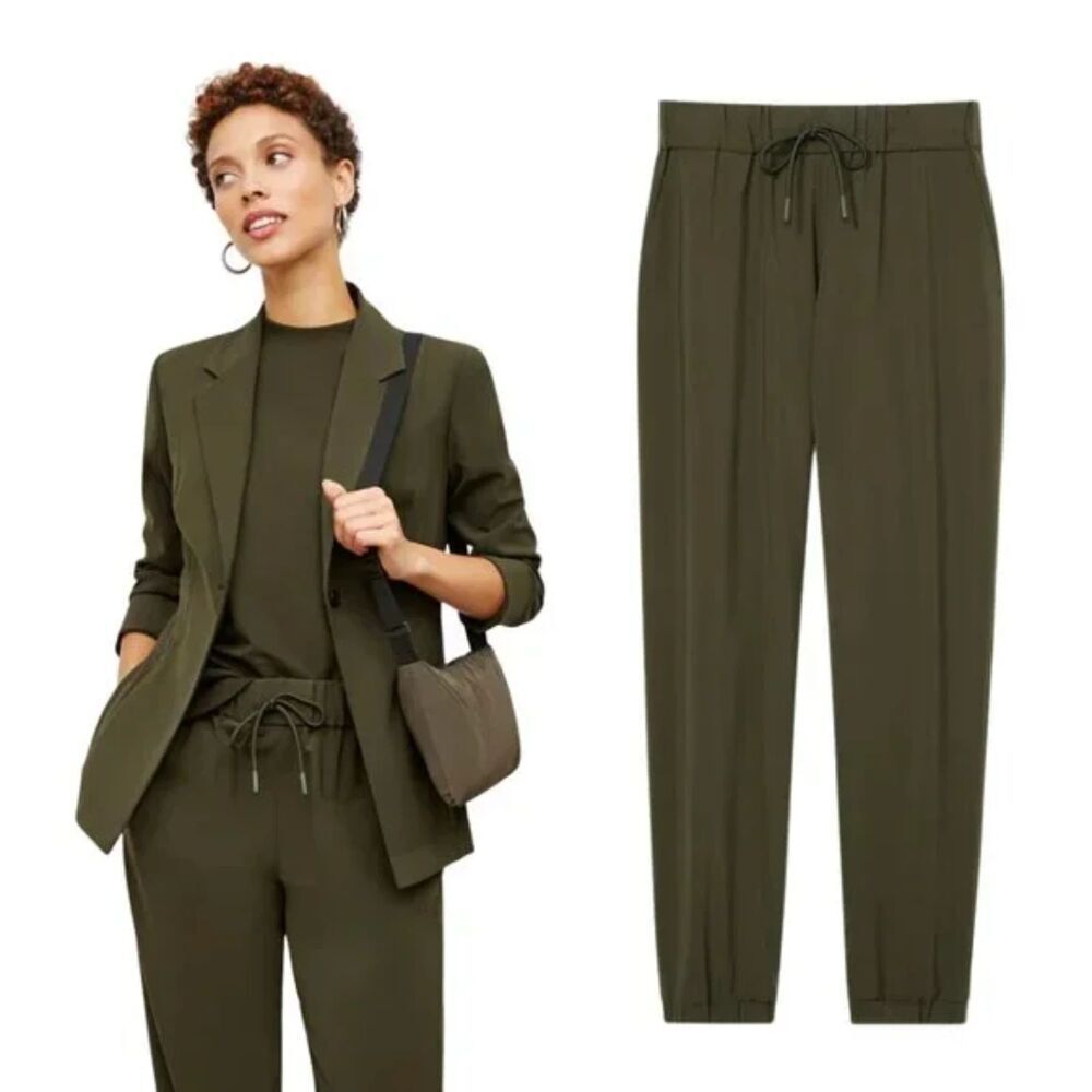 MM Lafleur Delaney Luxury Jogger OrigamiTech Pants Olive Green Size M - Picture 6 of 12